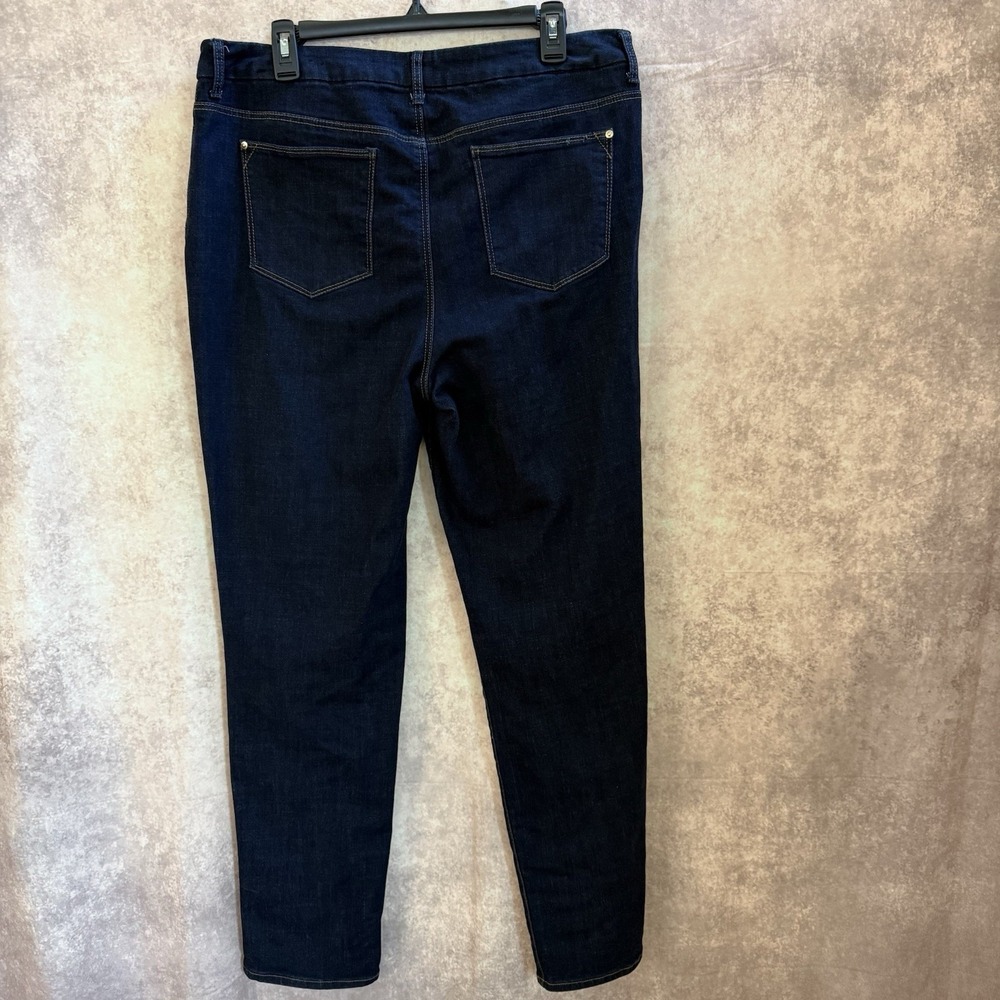 Chico's So Slimming Girlfriend Slim Leg Blue Jeans in size 2 Tall. Dark Wash - Picture 3 of 11